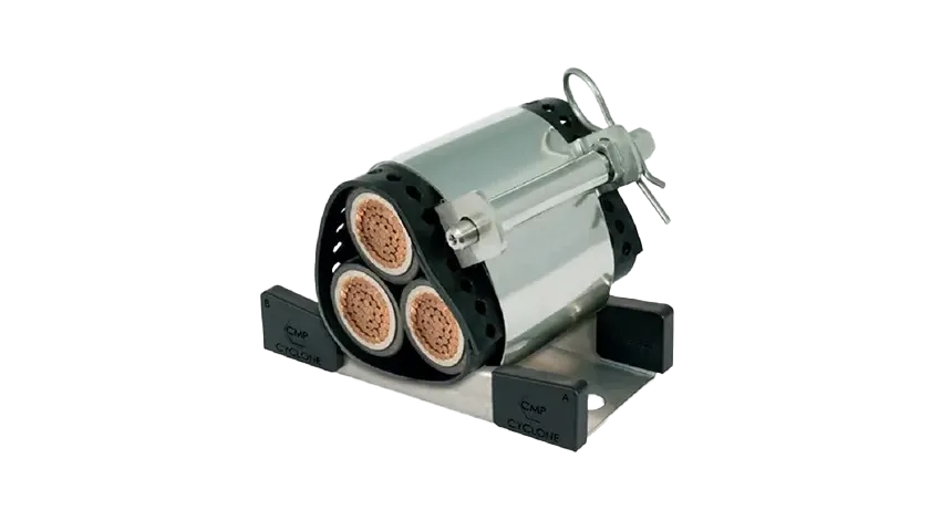 ABRAZADERA CABLE CLEAT CYCLONE I AL. SINGLE Ø36-50mm / TREFOIL Ø24-34mm IEC 61914