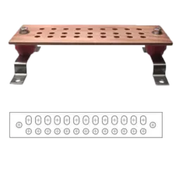 BARRA DE CONEXION COBRE 1/4"X2"X20" + KIT DE MONTAJE