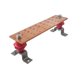 BARRA DE CONEXION C/AISLADOR+SOPORTE COBRE 1/4"X4"X24" Ø7/16"