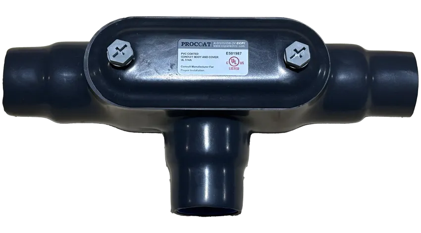 CAJA CONDULET FORM 7 TIPO T 1-1/2" REVESTIDA DE PVC, ETL/UL