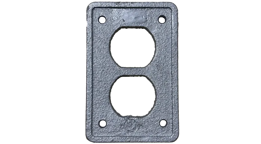 TAPA TOMACORRIENTE DOBLE P/CAJA FS ACERO 4X2, UL