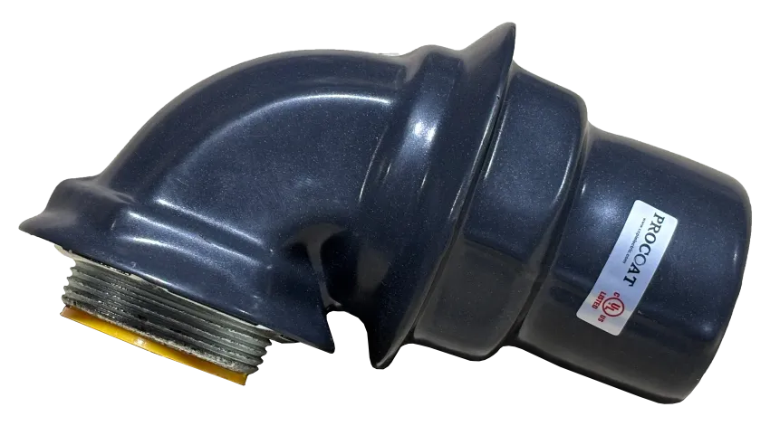 CONECTOR CURVO LIQUIDTIGHT ACERO DE 1/2"X90° REVESTIDO DE PVC, UL