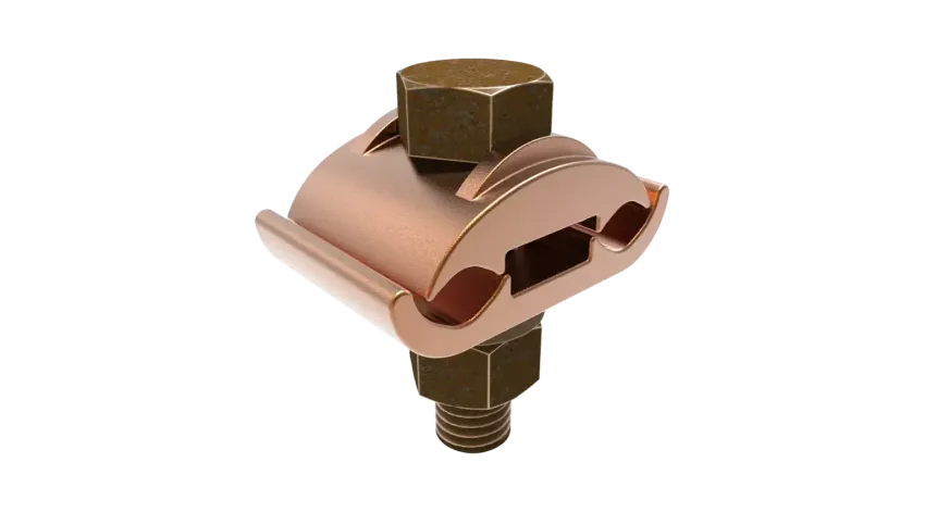 CONECTOR TIERRA DOBLE CU P/2 CABLES PARAL. 2AWG-2/0AWG A BARRA C/PERNO Ø2-1/4'' UL