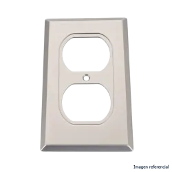 TAPA TOMACORRIENTE DOBLE P/CAJA FS ACERO 4X2, UL