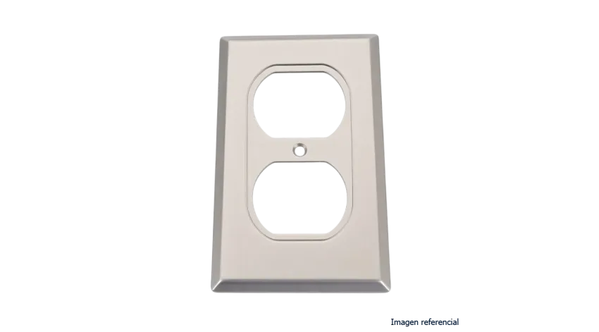 TAPA TOMACORRIENTE DOBLE P/CAJA FS ACERO 4X2, UL